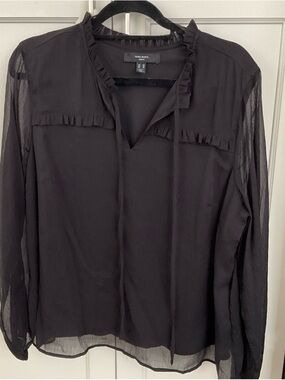 Vero Moda Black Ruffle-Tie Sheer Blouse